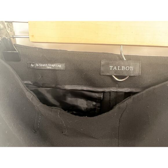 Talbots Black Bi-stretch Straight Leg Curvy Flat Front Pants Size 4P - Picture 4 of 5